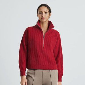 Everlane The Felted Merino Half Zip Wool Sweater